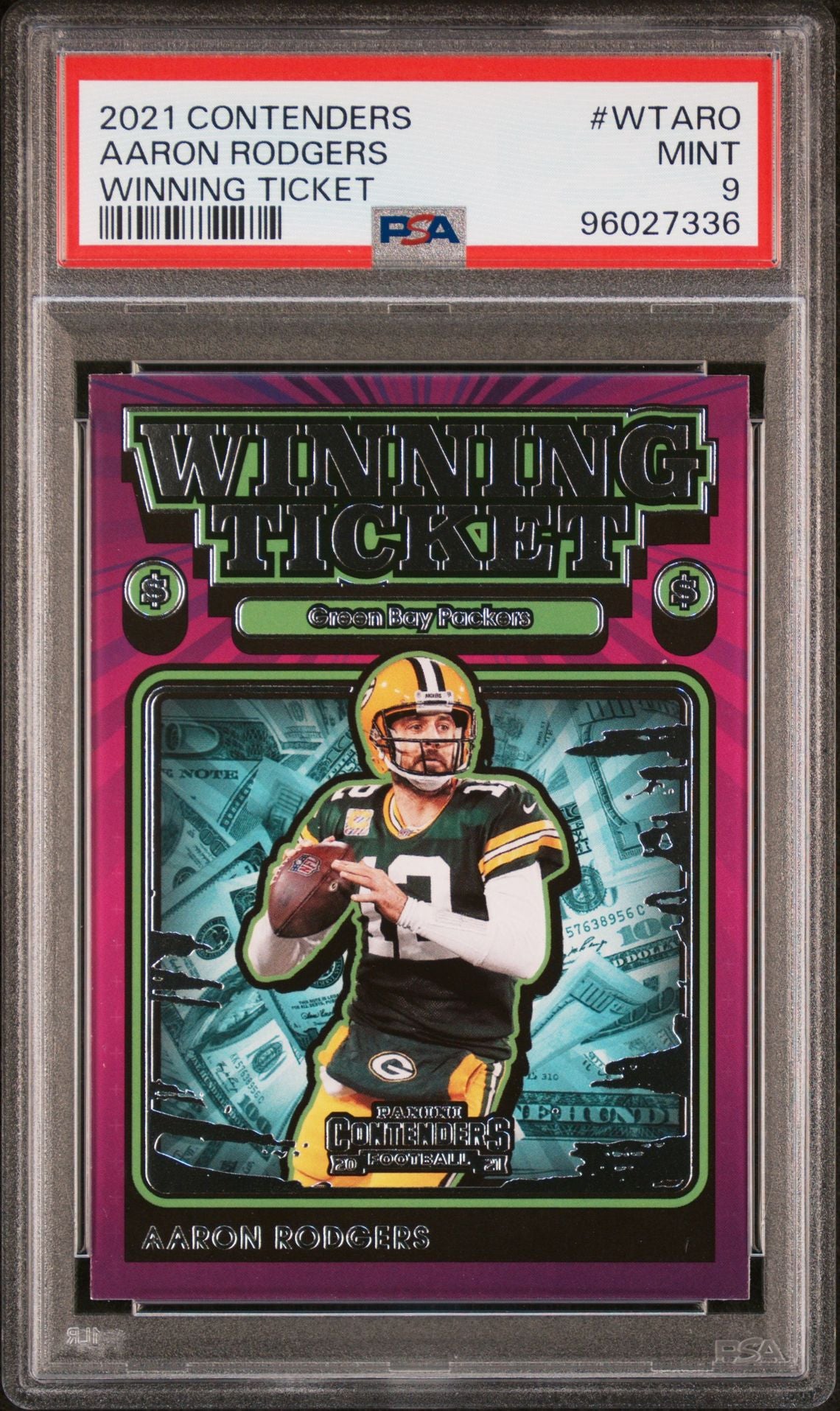 2021 Panini Contenders Winning Ticket #WT-ARO Aaron Rodgers PSA 9