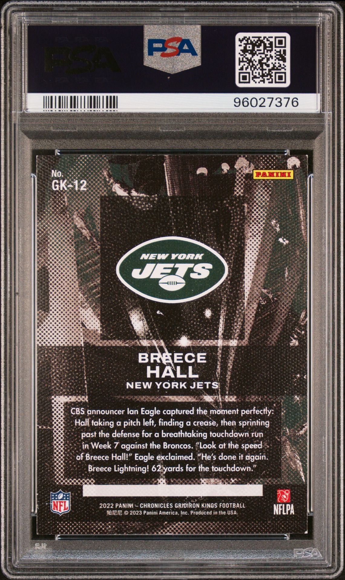 2022 Panini Chronicles Gridiron Kings #GK-12 Breece Hall PSA 9 Rookie Card