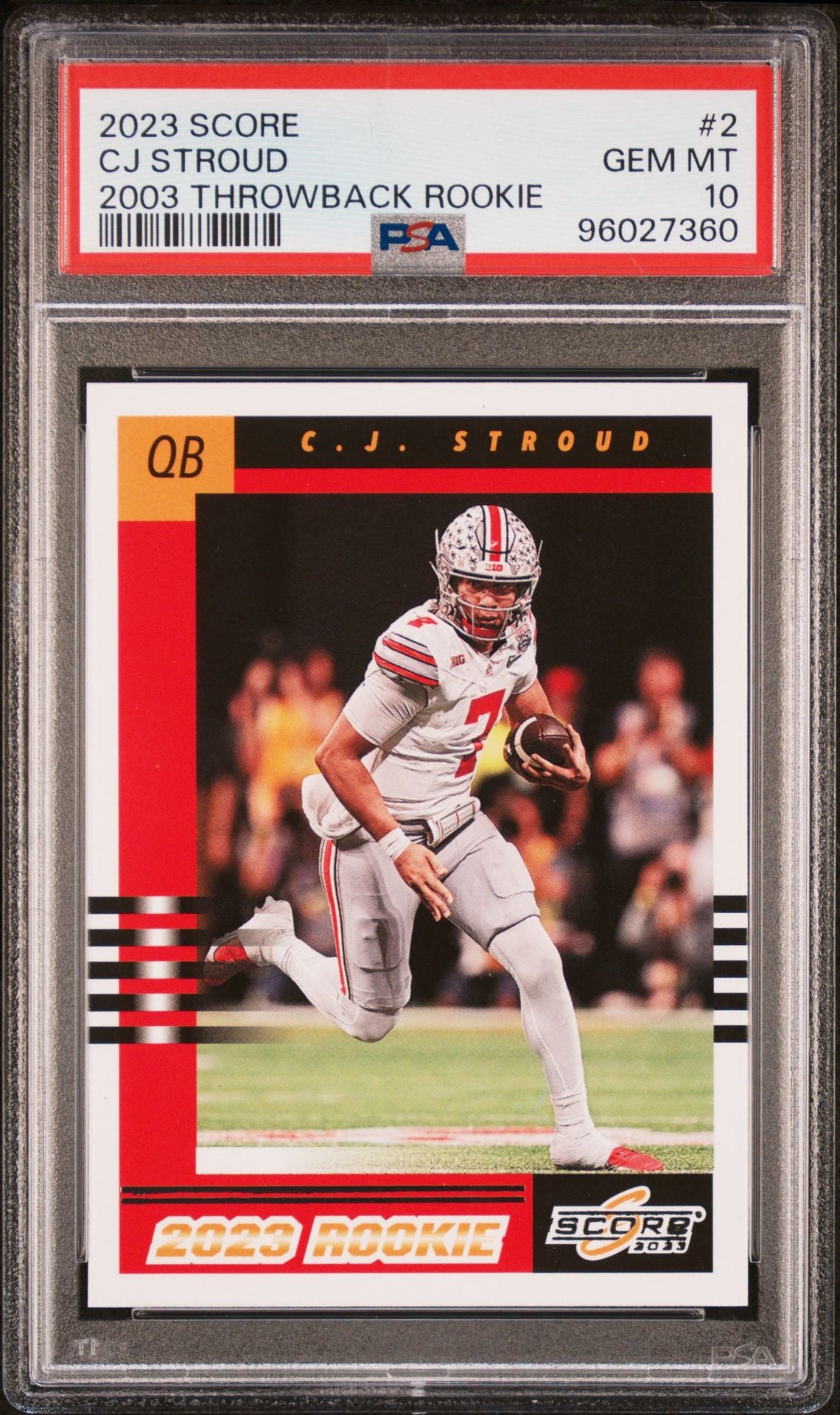 2023 Panini Score - 2003 Throwback Rookie #2 C.J. Stroud PSA 10 Rookie Card