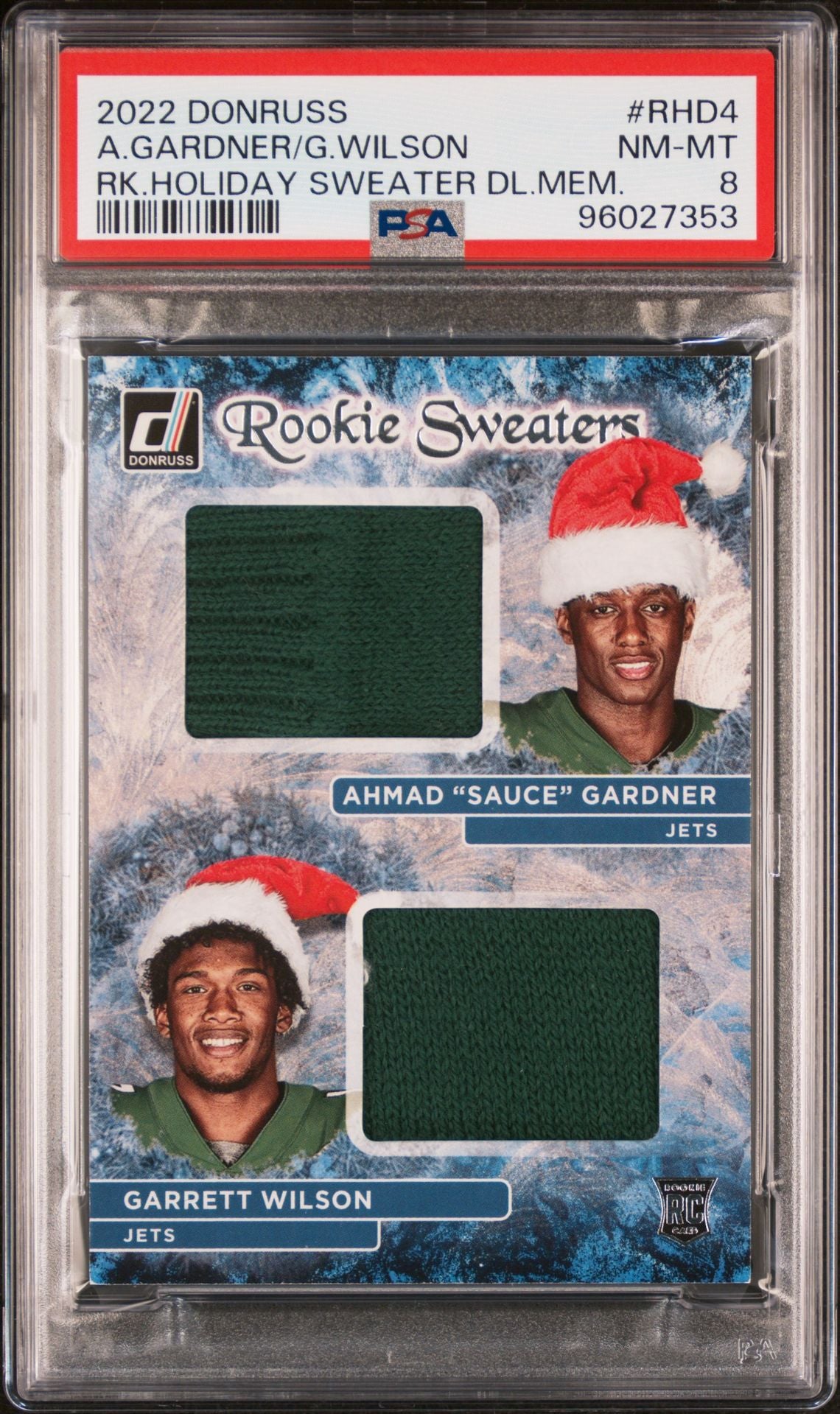 2022 Donruss Rookie Hol. Sweater Dual Memorabilia Garrett Wilson/Ahmad Gardner