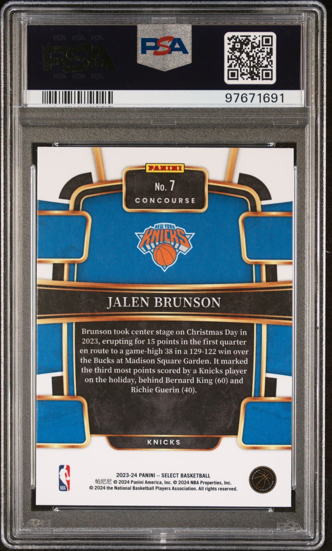 2023-24 Panini Select - Blue #7 Jalen Brunson PSA 10