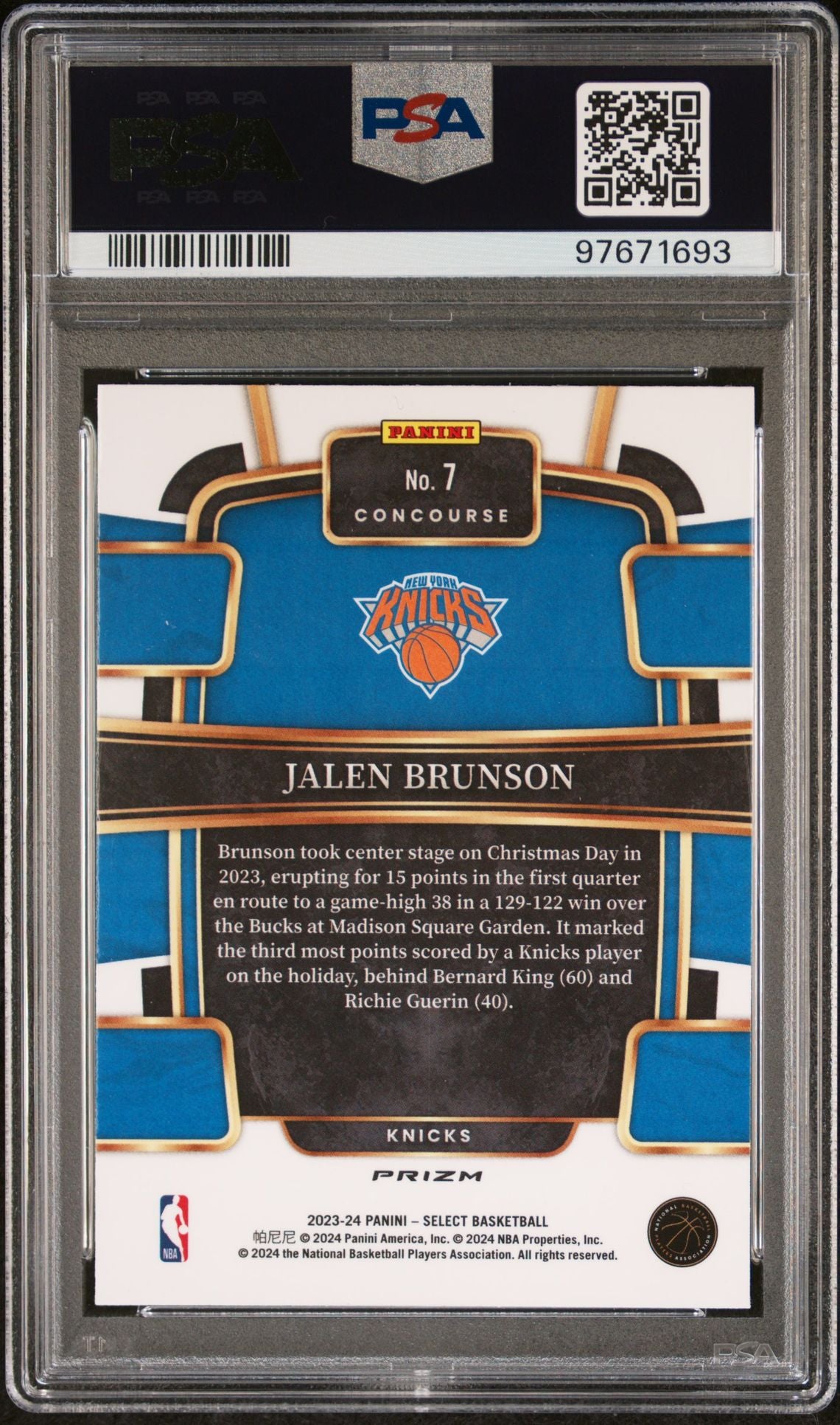 2023-24 Panini Select - Green Ice #7 Jalen Brunson PSA 9