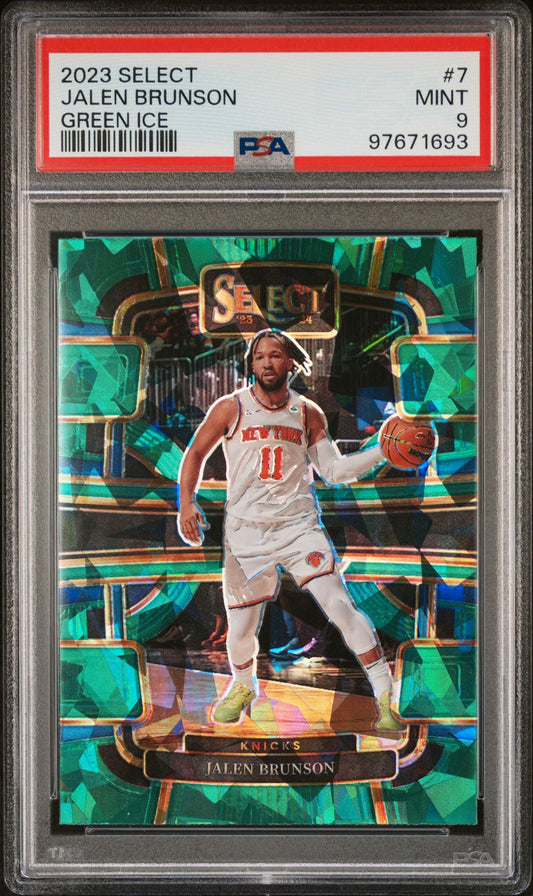 2023-24 Panini Select - Green Ice #7 Jalen Brunson PSA 9