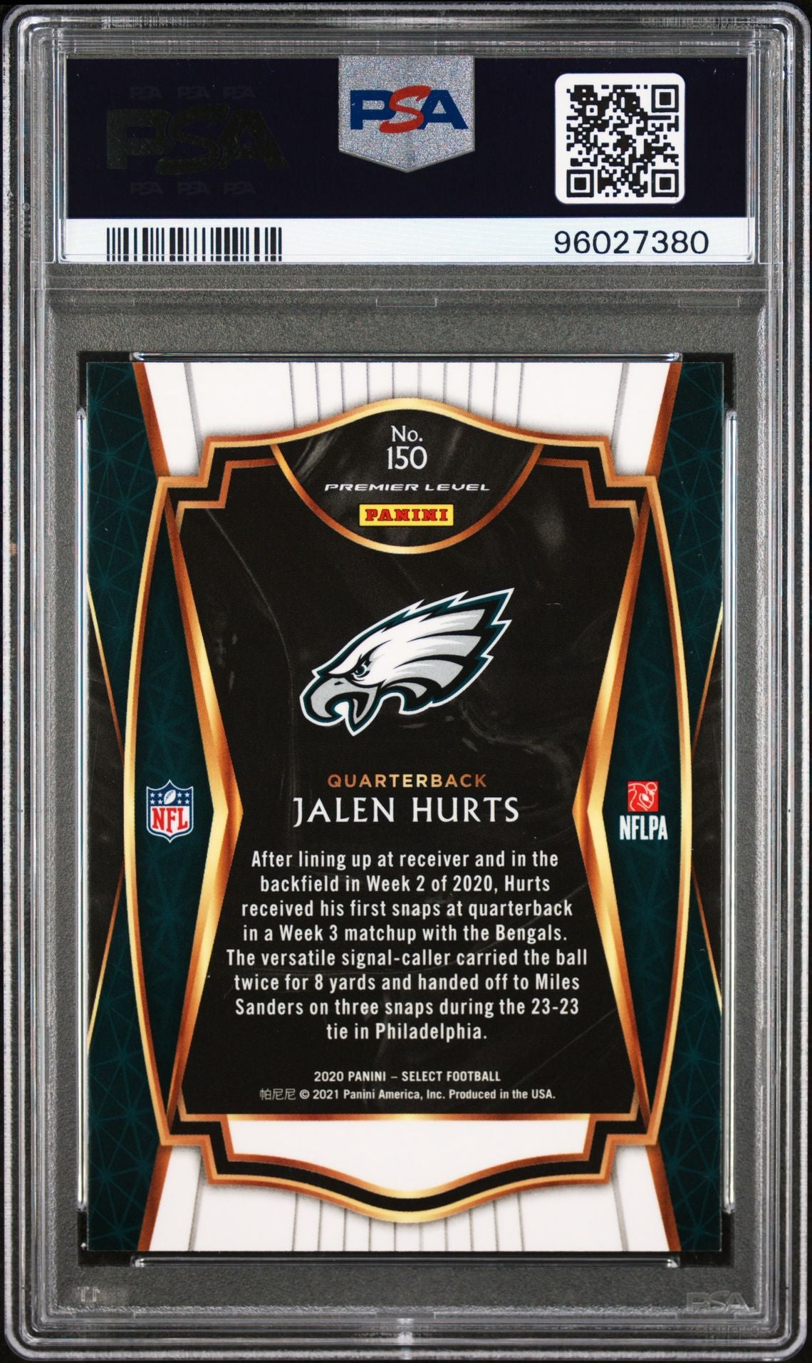 2020 Panini Select #150 Jalen Hurts PSA 8 Rookie Card