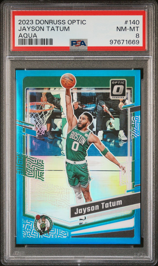 2023-24 Panini Donruss Optic - Aqua #140 Jayson Tatum /249 PSA 8