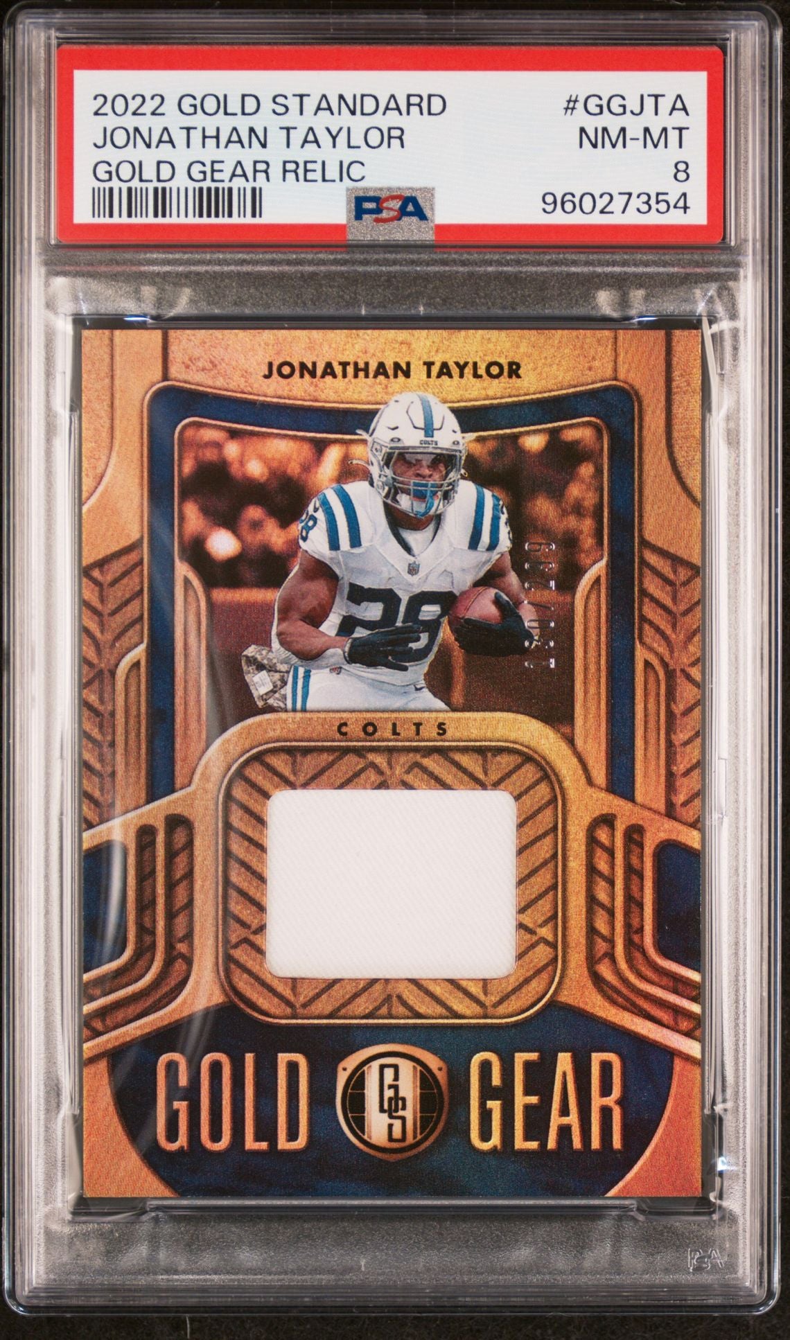 2022 Panini Gold Standard Gold Gear Relic #GGJTA Jonathan Taylor PSA 8 (RC)