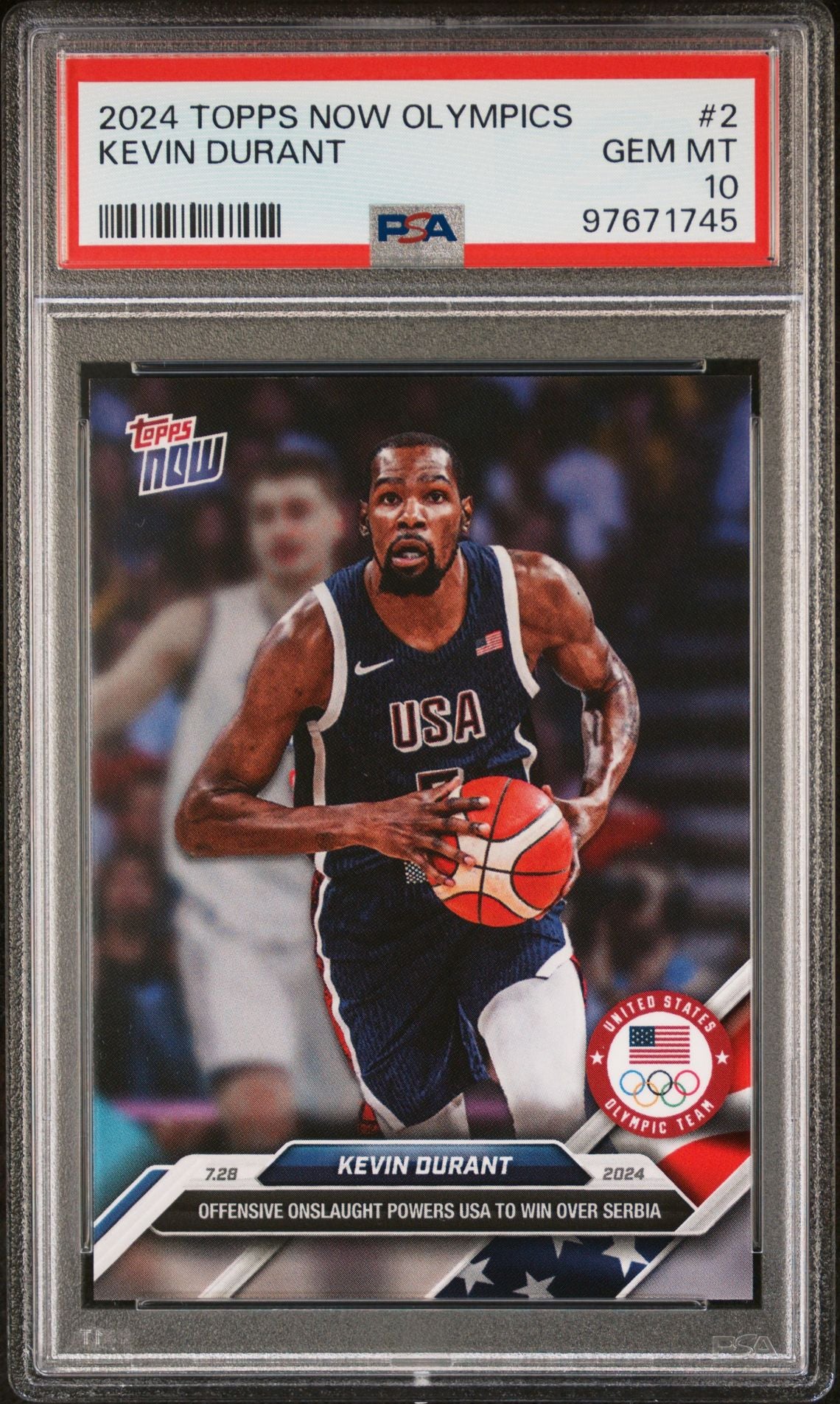 2024 Topps Now Olympic/Paralympic Games - #2 Kevin Durant PSA 10