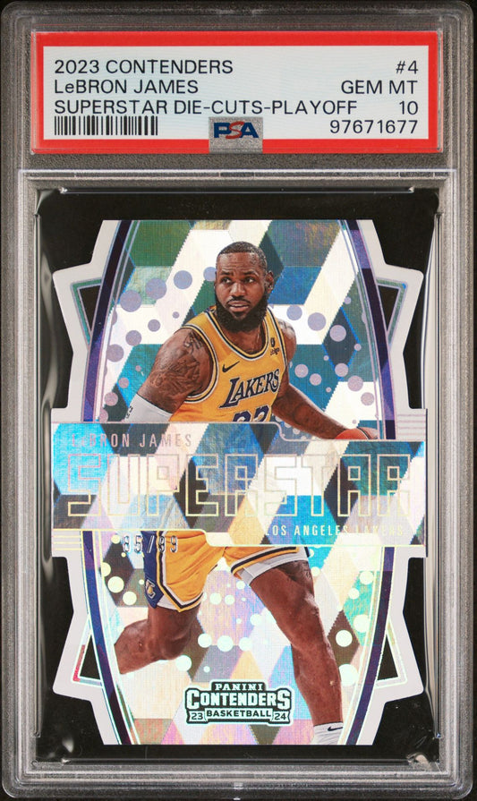 2023-24 Panini Contenders - Superstar Die-Cuts-Playoff #4 LeBron James PSA 10 /99