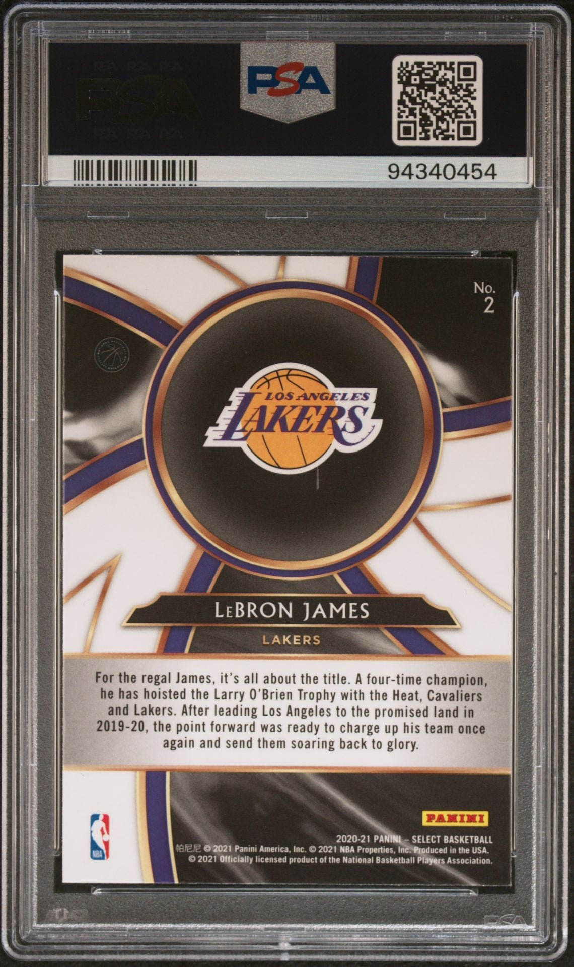 2020 Panini Select Turbocharged #2 LeBron James PSA 10