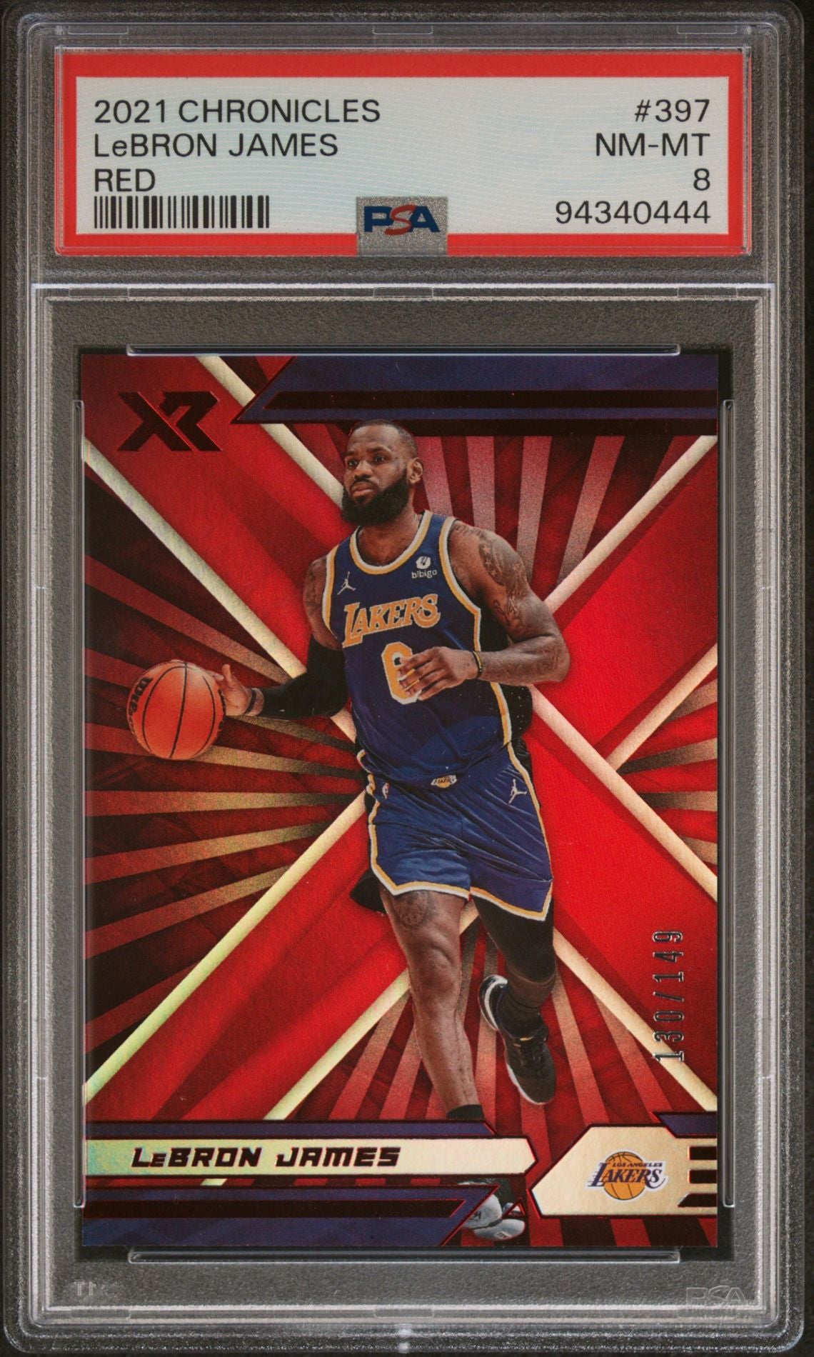 2021 Panini Chronicles XR Red #397 LeBron James /149 PSA 8