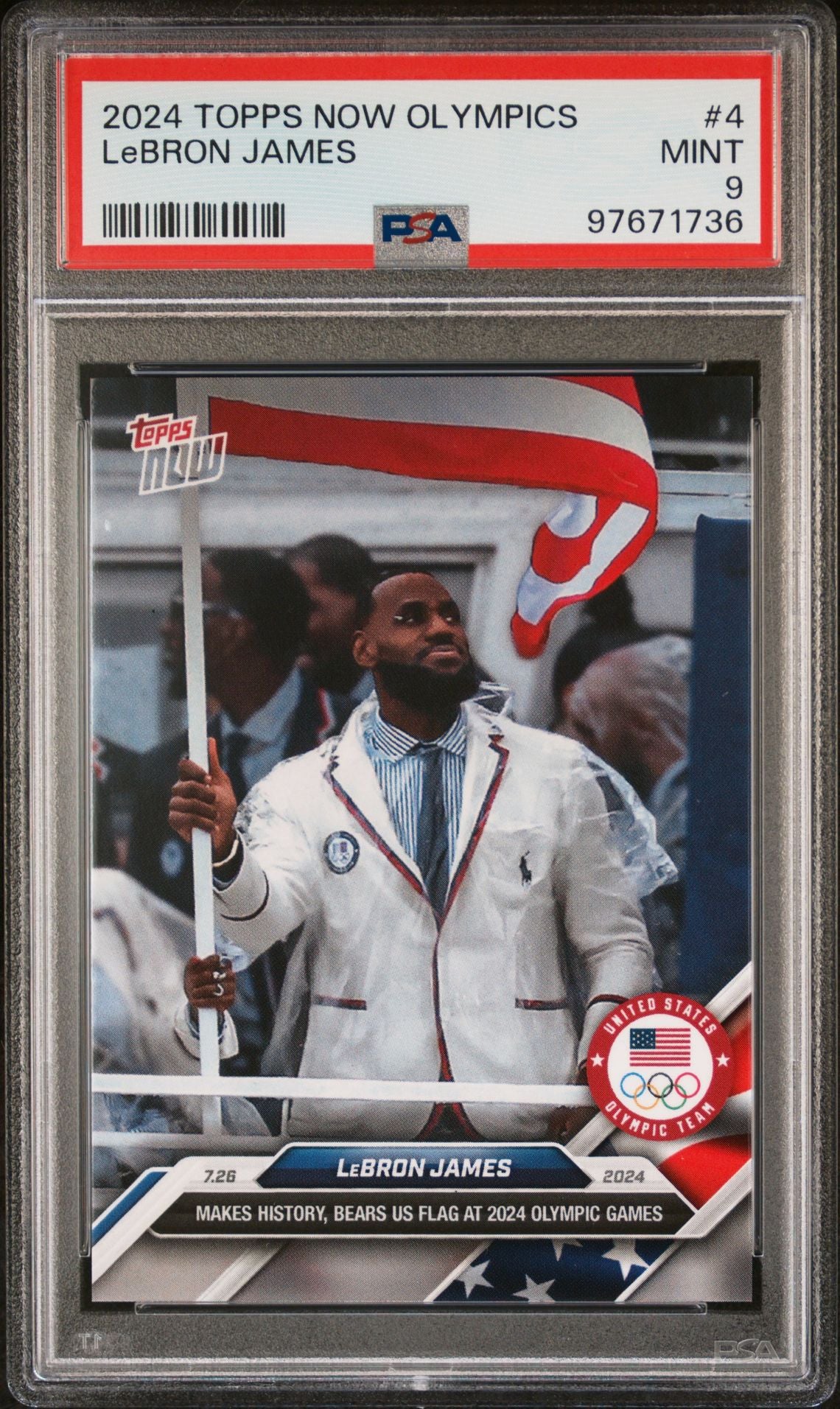 2024 Topps Now Olympic Games #4 LeBron James PSA 9