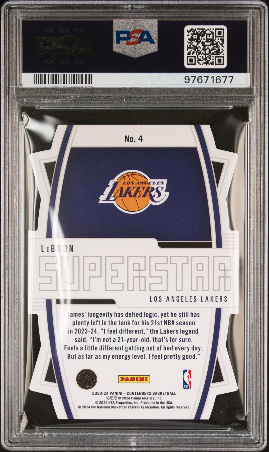 2023-24 Panini Contenders - Superstar Die-Cuts-Playoff #4 LeBron James PSA 10 /99