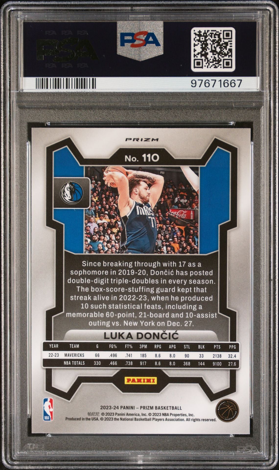 2023-24 Panini Prizm - Silver Prizm #110 Luka Doncic PSA 10