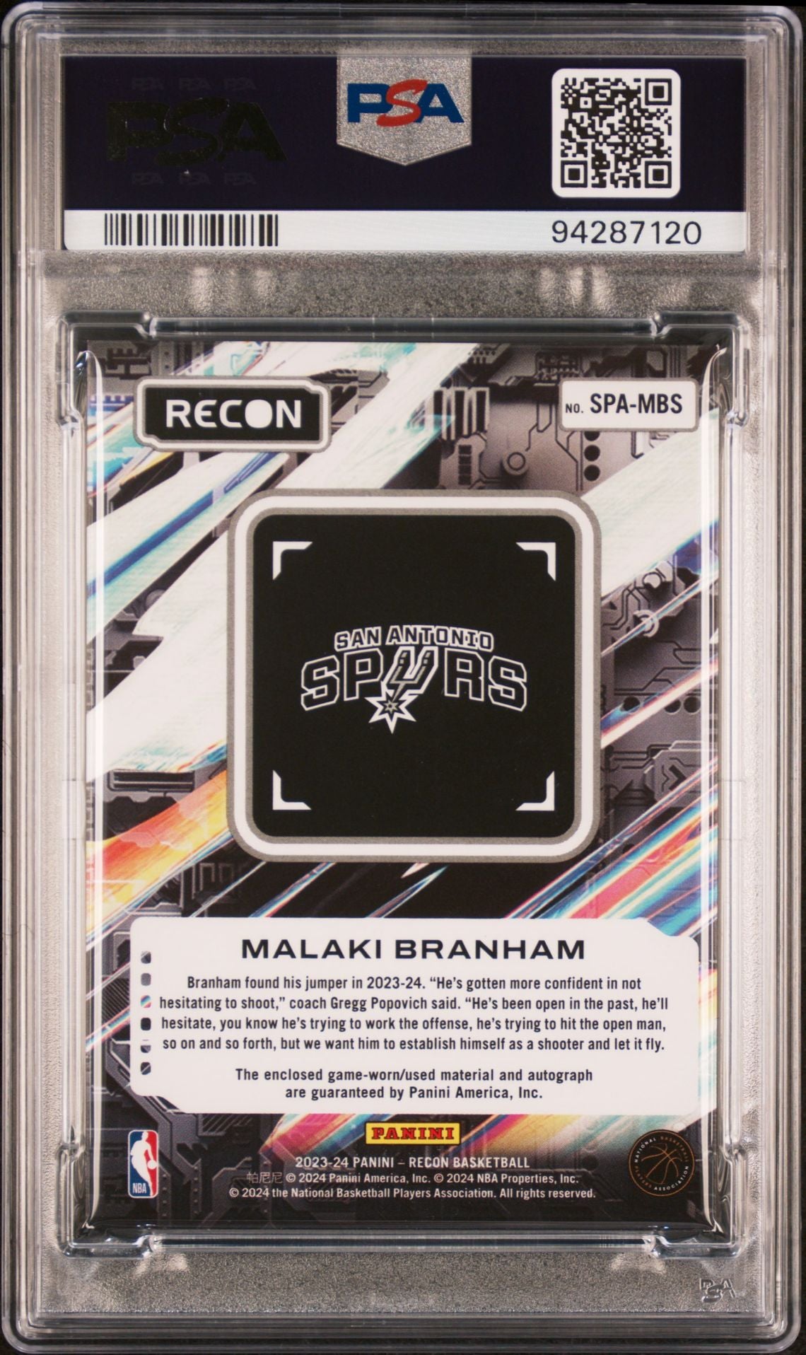 2023 Recon Seasoned Pro Autograph Relics-Purple #SPAMBS Malaki Branham