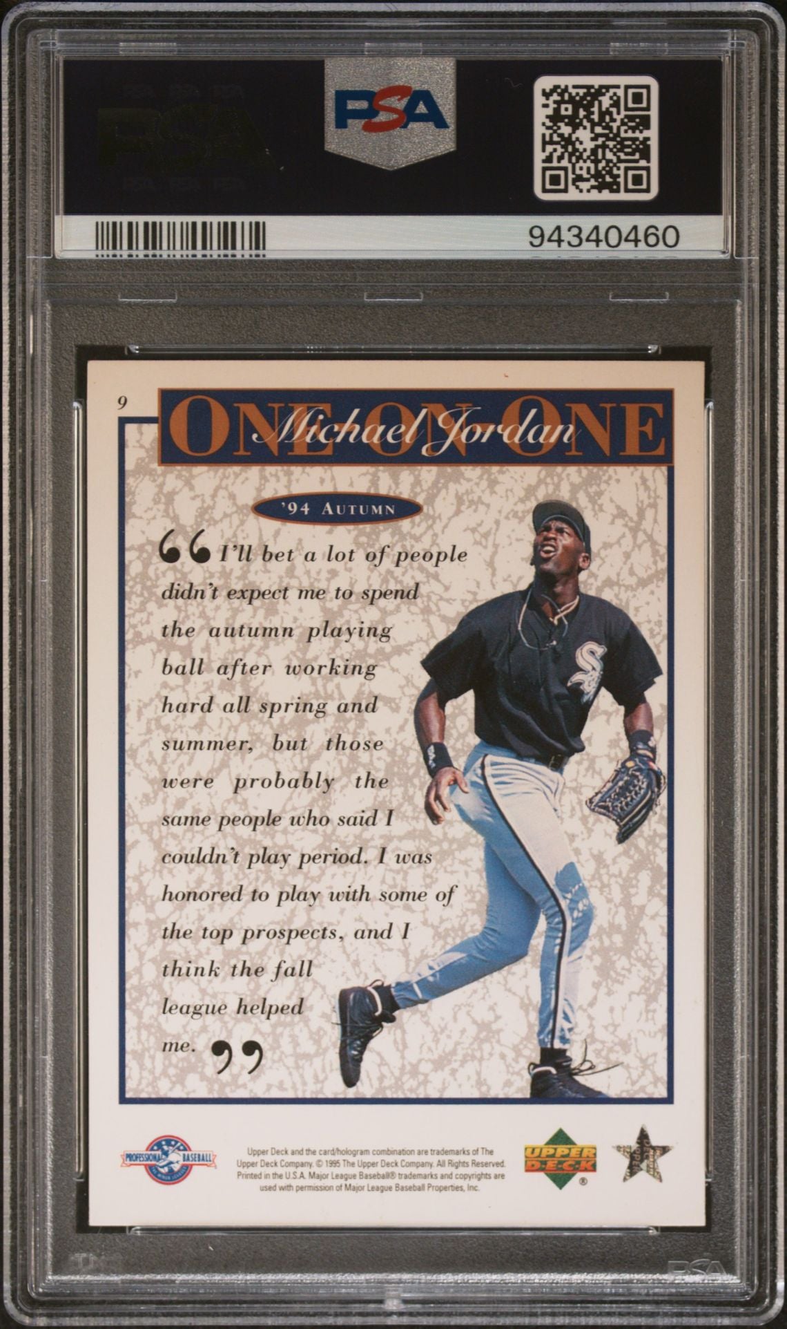 1995 Upper Deck Minor League #9 M.J. One on One '94 Autumn PSA 6