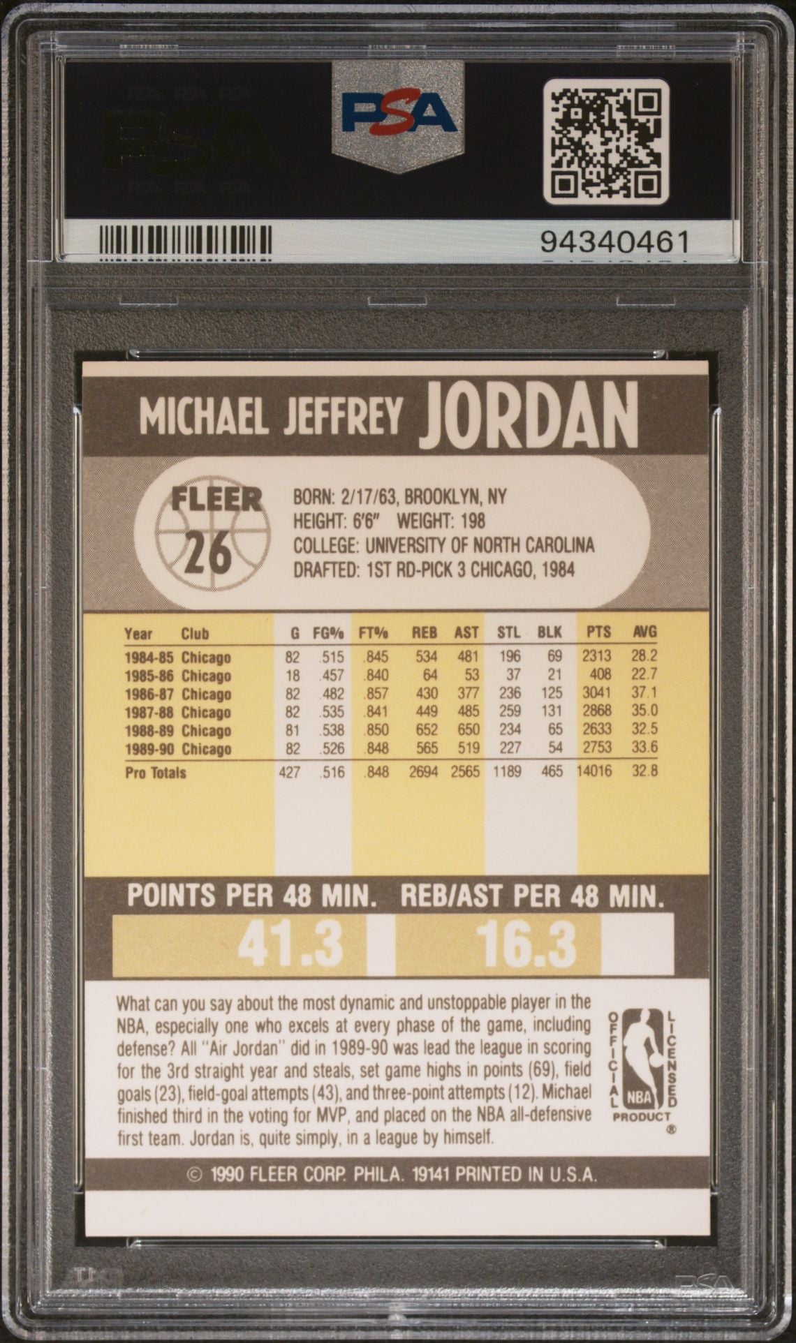 1990 Fleer #26 Michael Jordan PSA 6