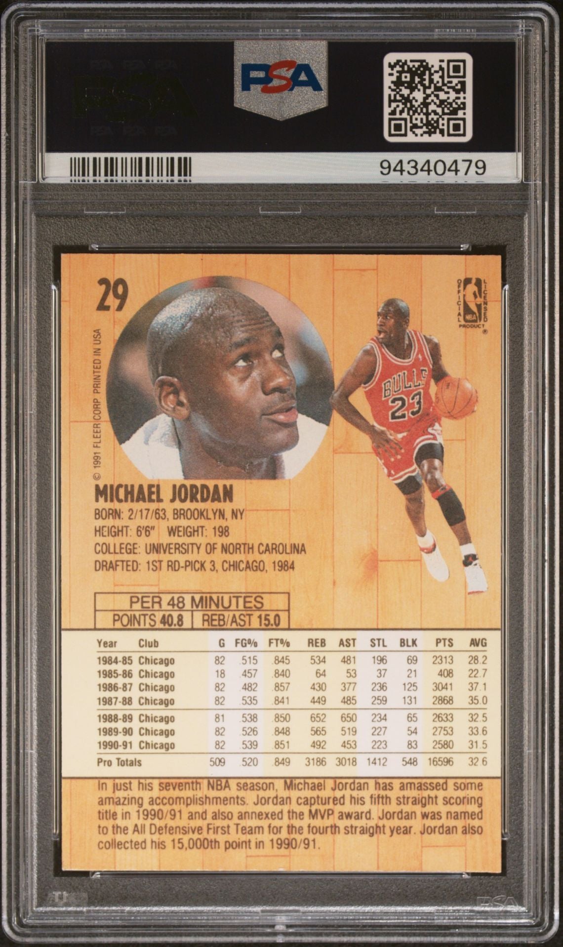 1991 Fleer #29 Michael Jordan PSA 8