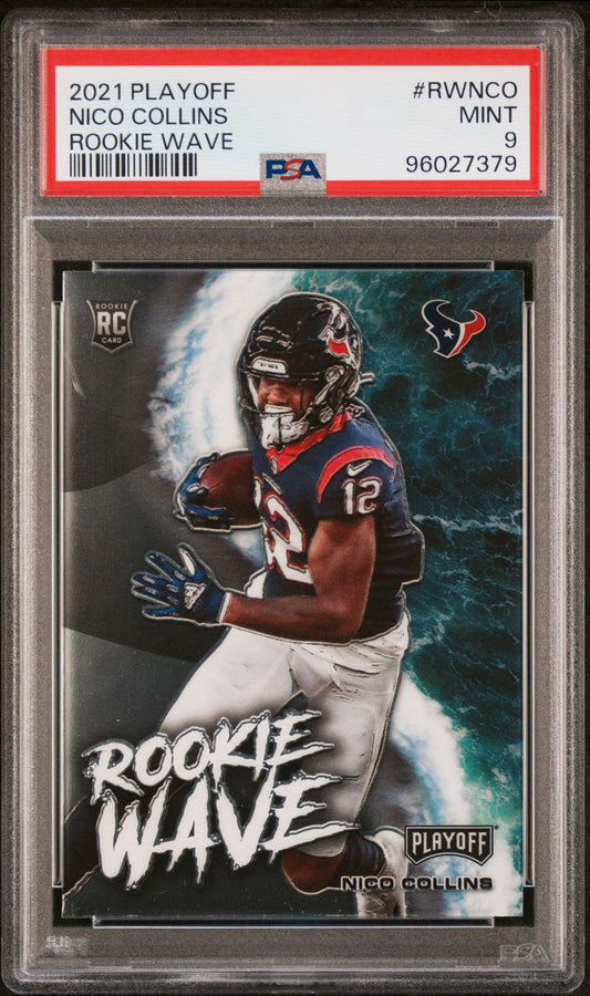 2021 Panini Playoff Rookie Wave #RW-NCO Nico Collins PSA 9 Rookie Card