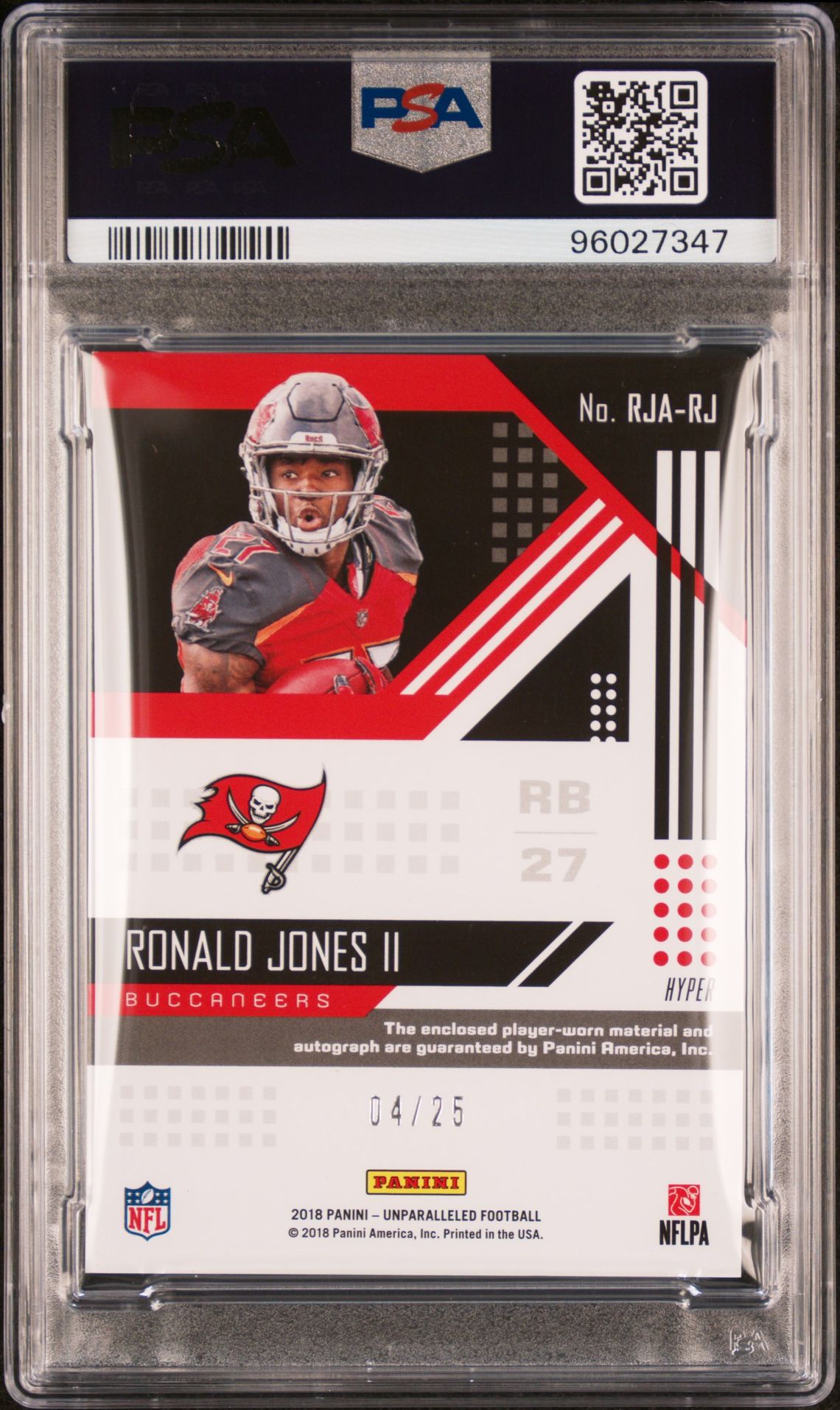 2018 Panini Unparalleled Rookie Jersey Auto-Hyper #RJA-RJ 04/25 Ronald Jones II