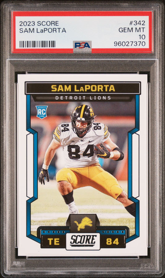 2023 Score #342 Sam LaPorta PSA 10 Rookie Card