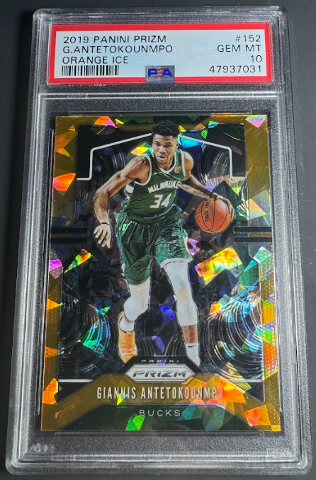 2019 Panini Prizm Orange Ice Giannis Antetokounmpo PSA 10