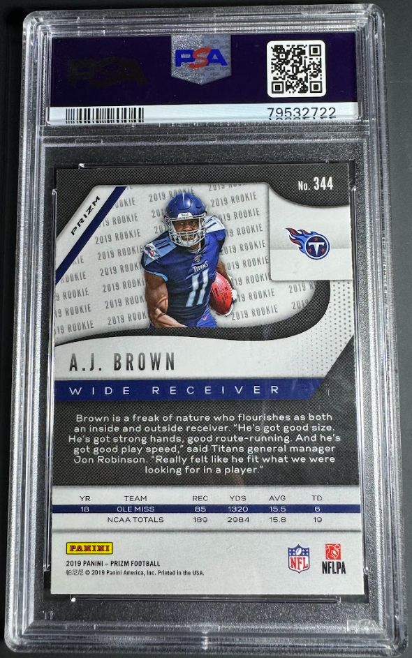 2019 Panini Prizm Neon Green Pulsar A.J. Brown PSA 8