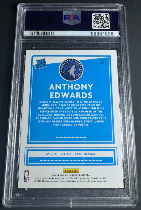 2020 Panini Donruss Orange Laser Anthony Edwards PSA 9