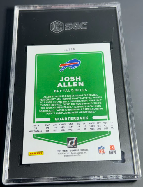 2021 Donruss No Helmet Premium Press Proof Josh Allen SGC 10