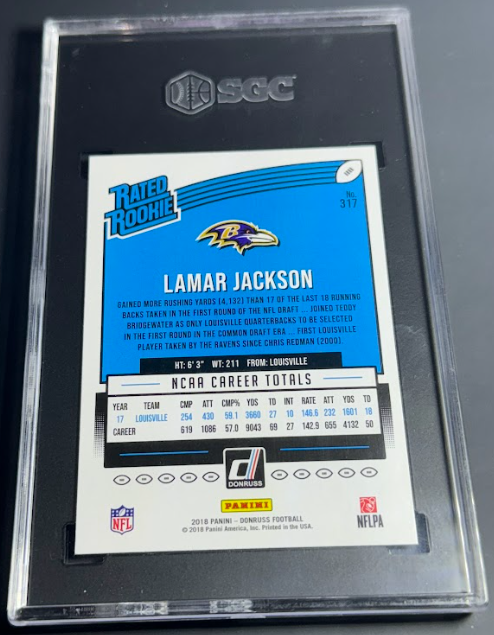 2018 Donruss Lamar Jackson Rookie Card #317 SGC 9.5