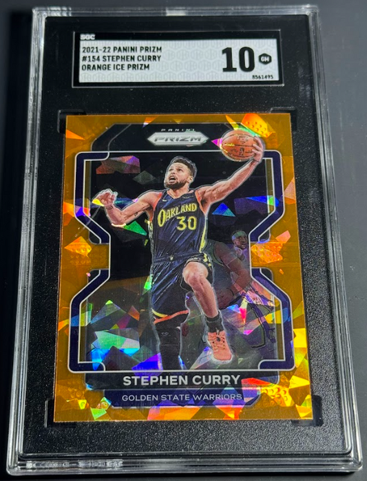 2021-22 Panini Prizm Orange Ice Prizm #154 Stephen Curry SGC 10