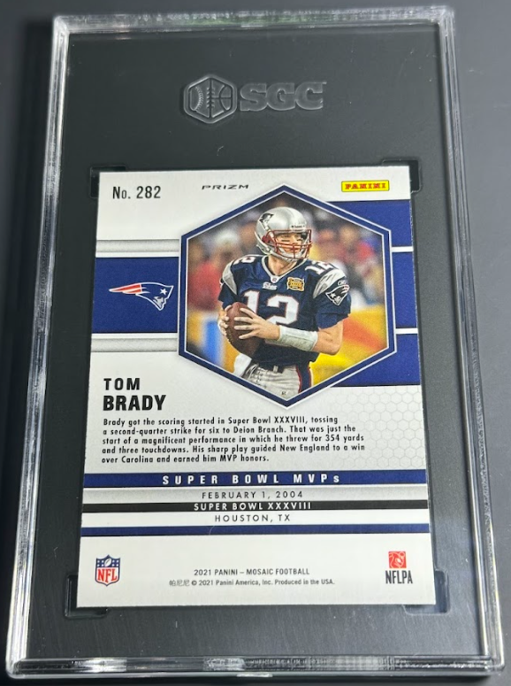 2021 Panini Mosaic Super Bowl MVPs Blue Reactive Prizm #282 Tom Brady SGC 10