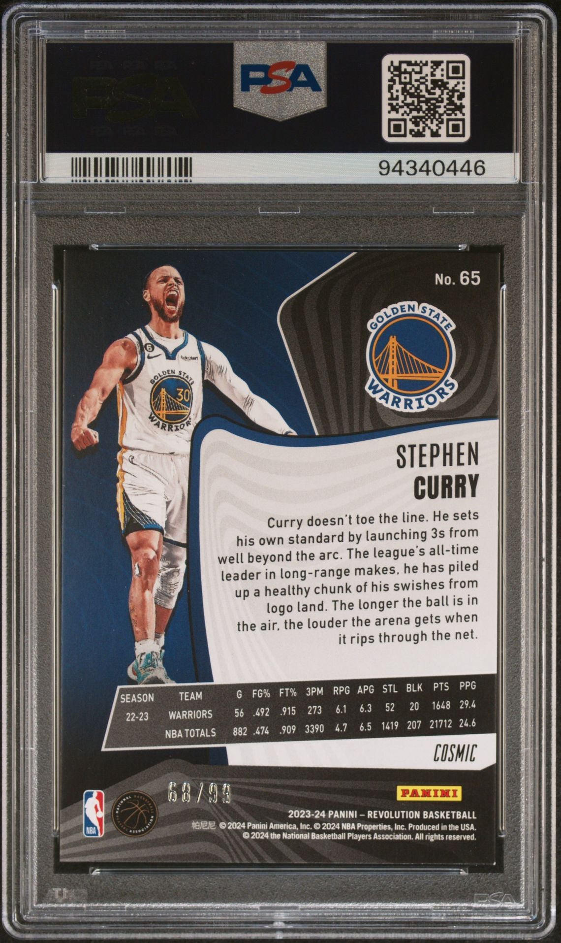 2023 Panini Revolution Cosmic #65 Stephen Curry /99 PSA 8