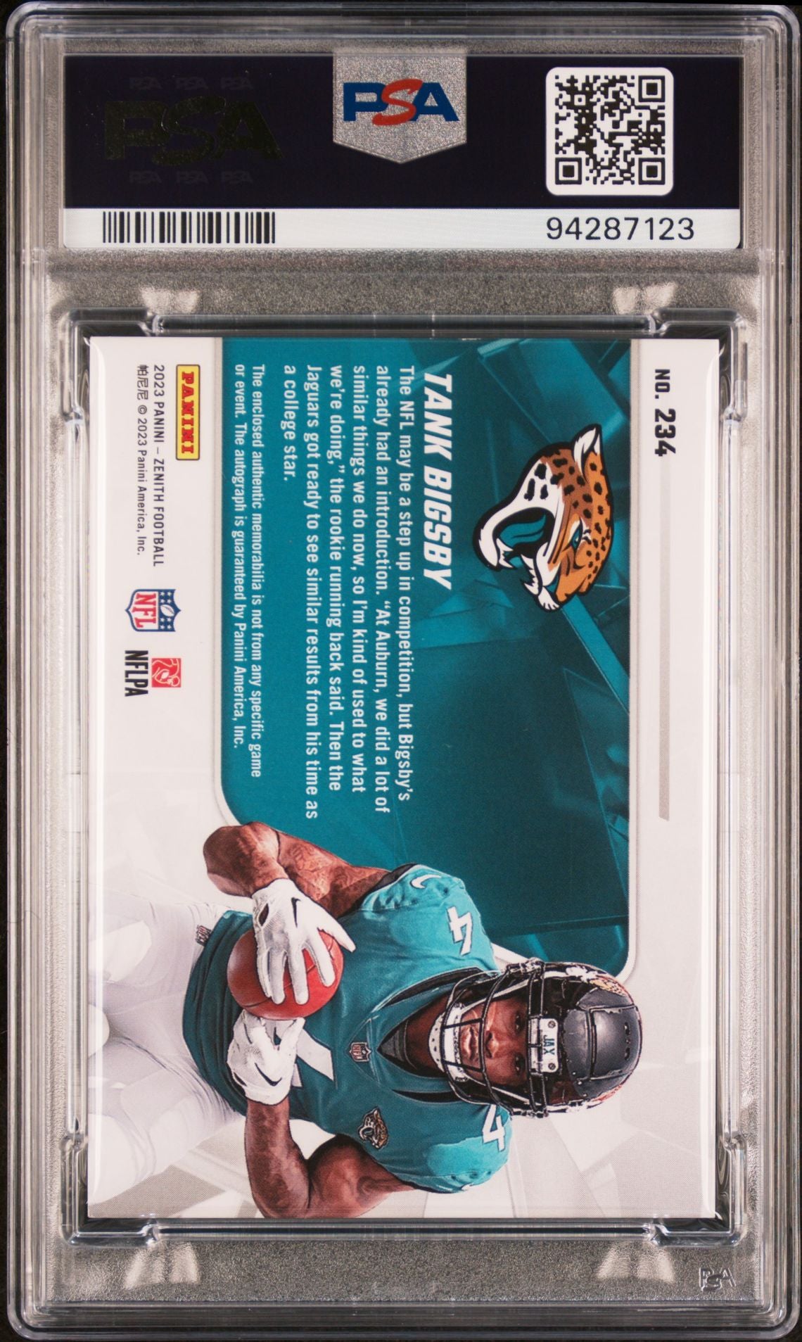 2023 Panini Zenith Rookie Patch Autograph #234 Tank Bigsby PSA 9/Auto 10