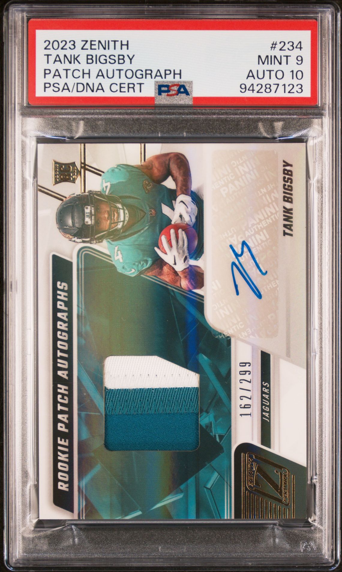 2023 Panini Zenith Rookie Patch Autograph #234 Tank Bigsby PSA 9/Auto 10