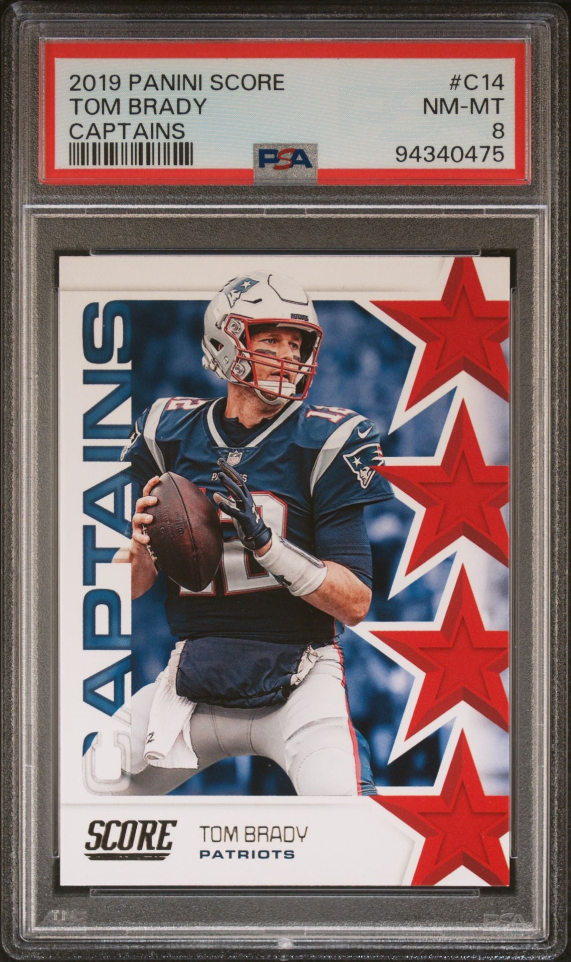 2019 Panini Score - Captains #C14 Tom Brady PSA 8