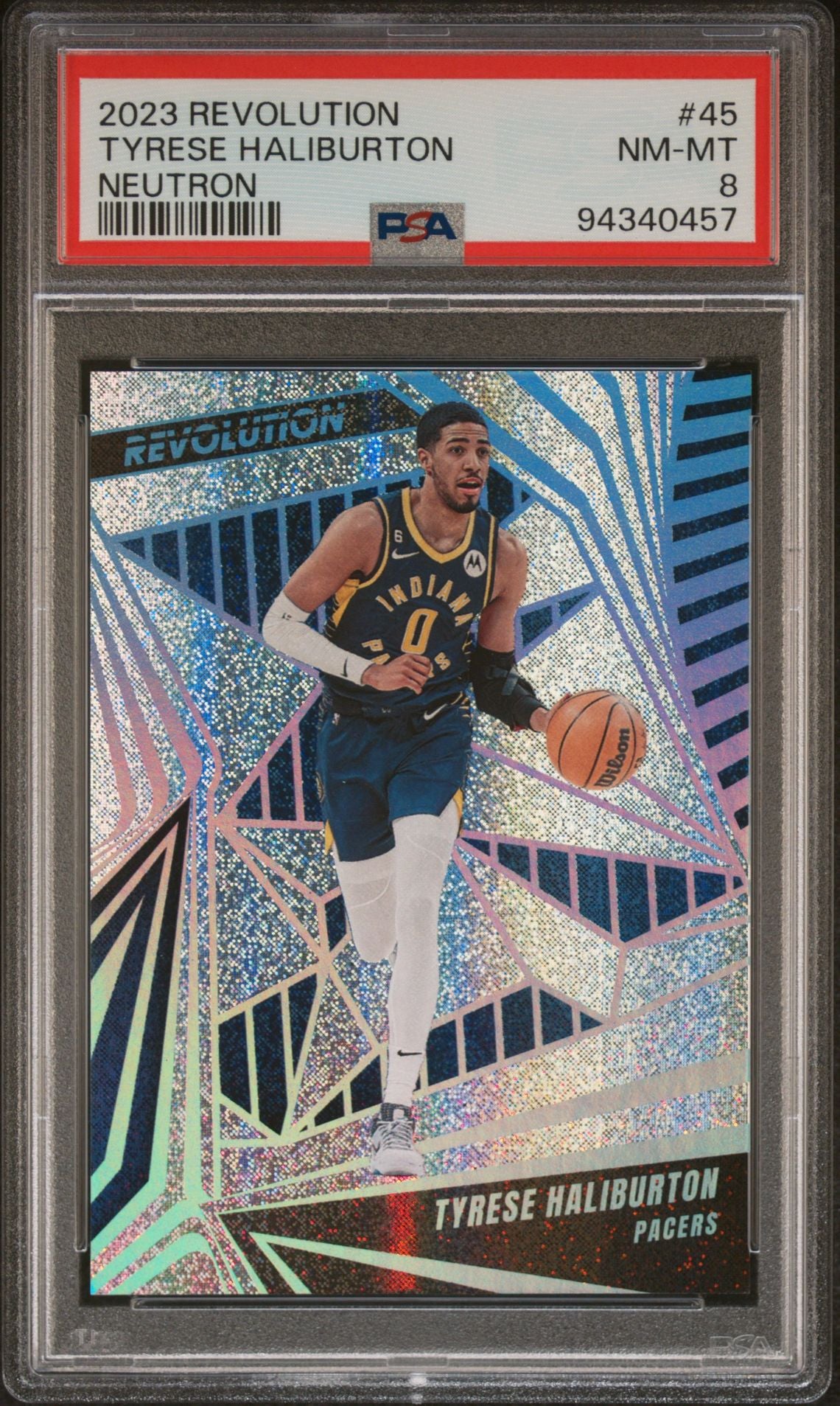 2023 Panini Revolution Neutron #45 Tyrese Haliburton /125 PSA 8