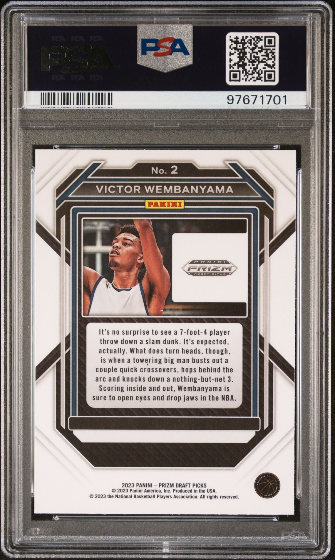 2023-24 Panini Prizm Draft Picks #2 Victor Wembanyama PSA 9 (RC)