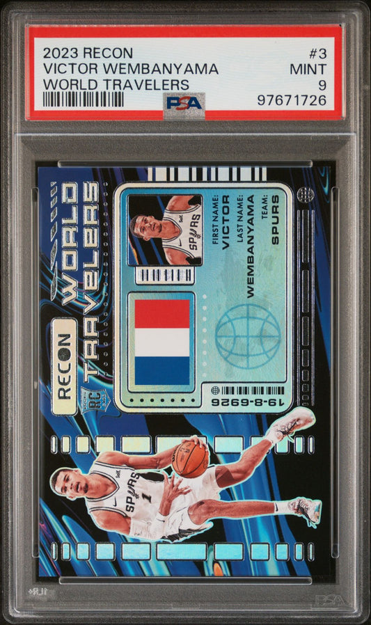 2023-24 Panini Recon - World Travelers #3 Victor Wembanyama PSA 9 (RC)