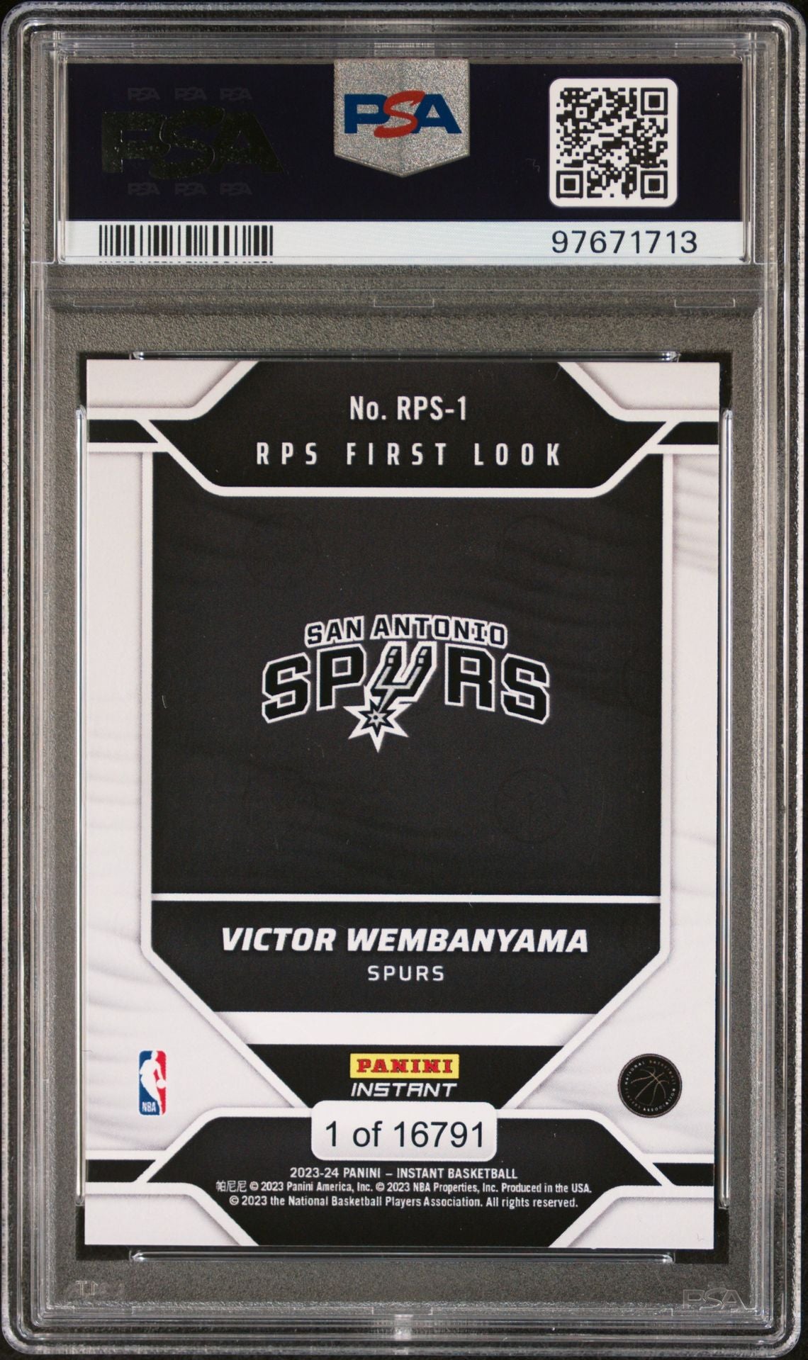 2023-24 Panini Instant - RPS First Look #RPS1 Victor Wembanyama PSA 9 (RC)