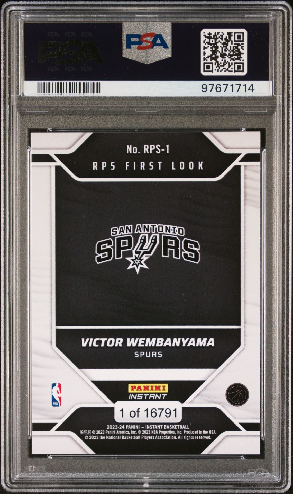 2023-24 Panini Instant - RPS First Look #RPS1 Victor Wembanyama PSA 9 (RC)