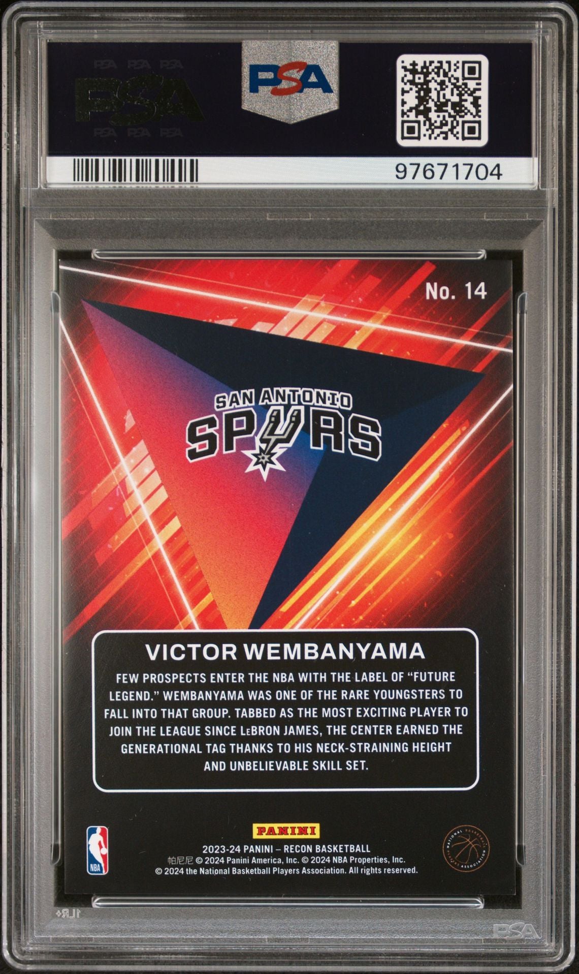 2023-24 Panini Recon Future Legends #14 Victor Wembanyama PSA 10 (RC)